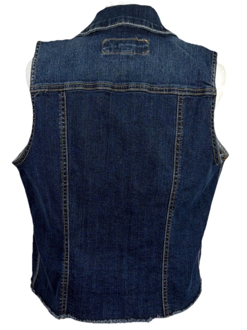 Maurices Blue Distressed Denim Vest Size M Medium Button Down Front Sleeveless - Picture 4 of 12